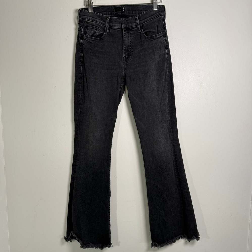 Mother The Weekender Fray Jeans Womens 28 Black Flare Night Shadow Frayed Hem - Picture 2 of 13